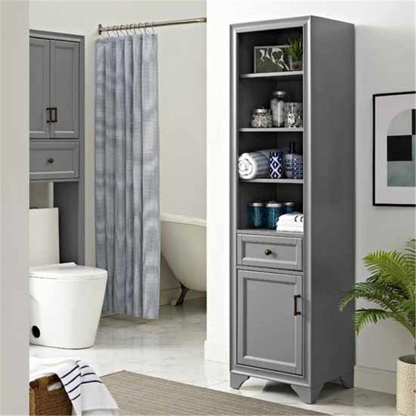 Crosley 67.62 x 18 x 15 in. Tara Linen Cabinet Vintage Grey CF7011-GY